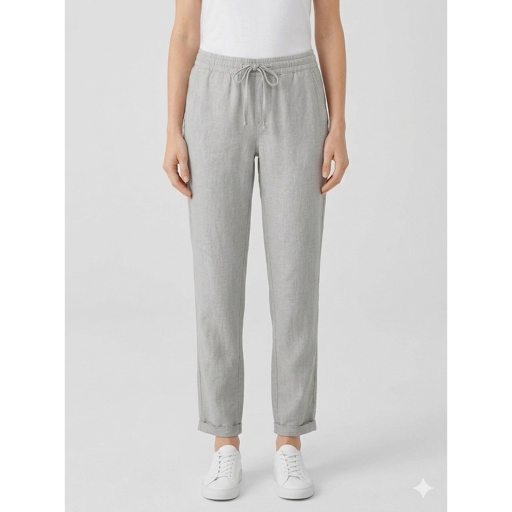 James Perse 100% Linen Pants 0 Women's XS Relaxed Pull-On Drawstring Casual Grey